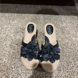 b.o.c. Black Floral Slide Sandals